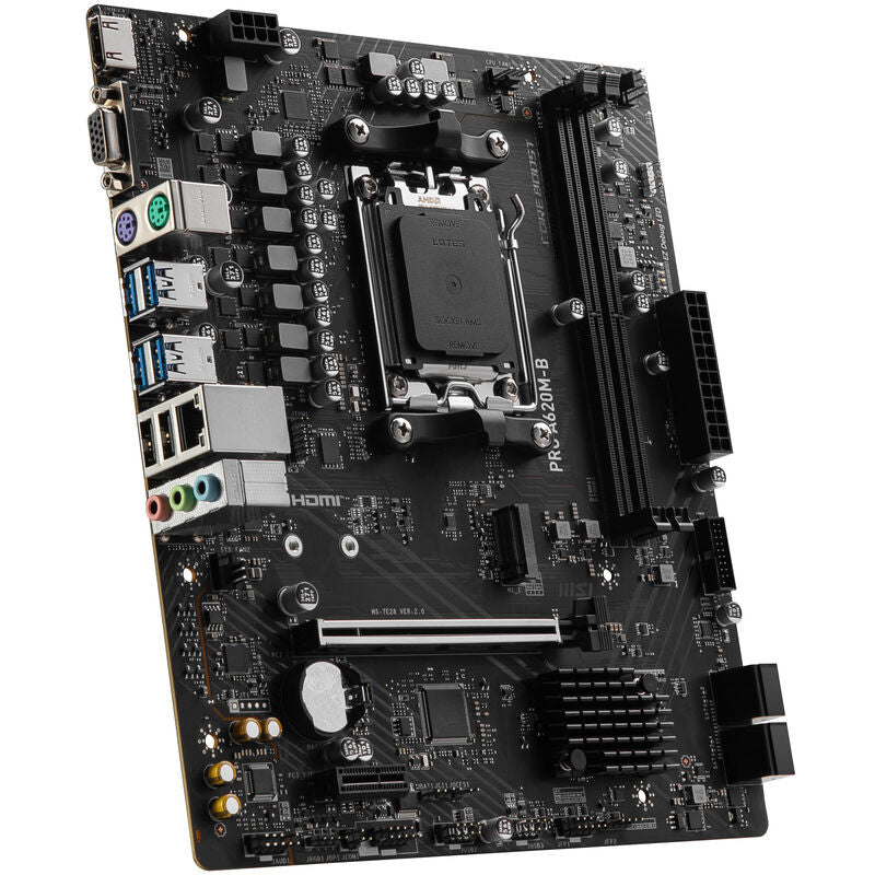 MSI PRO A620M-B hovedkort AM5 mATX DDR5 bakside