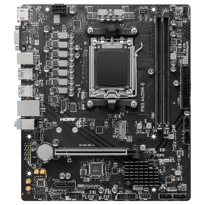 Detaljbilde av MSI Pro A620M-E hovedkort