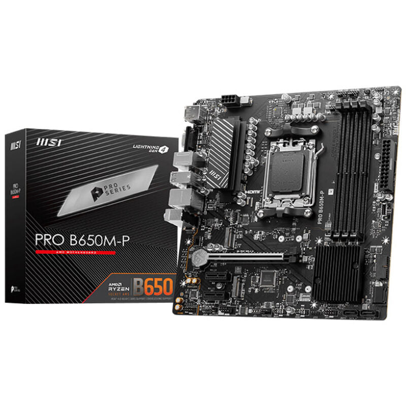MSI Pro B650M-P hovedkort AM5 DDR5 Micro-ATX 2,5G LAN forfra