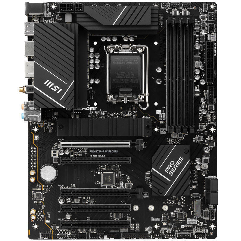 Detalj av MSI Pro B760-P WiFi hovedkort PCIe-porter