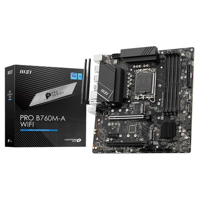 MSI Pro B760M-A WiFi hovedkort Micro-ATX DDR5 LGA 1700 forfra