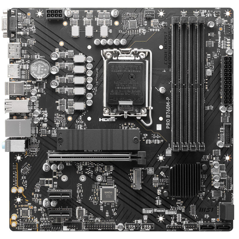 MSI Pro B760M-P hovedkort detalj av PCIe-porter