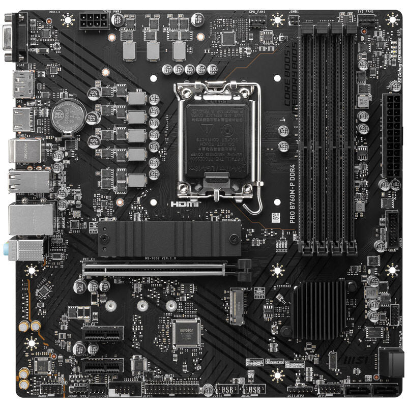 Detalj av MSI Pro B760M-P hovedkortets PCIe slot