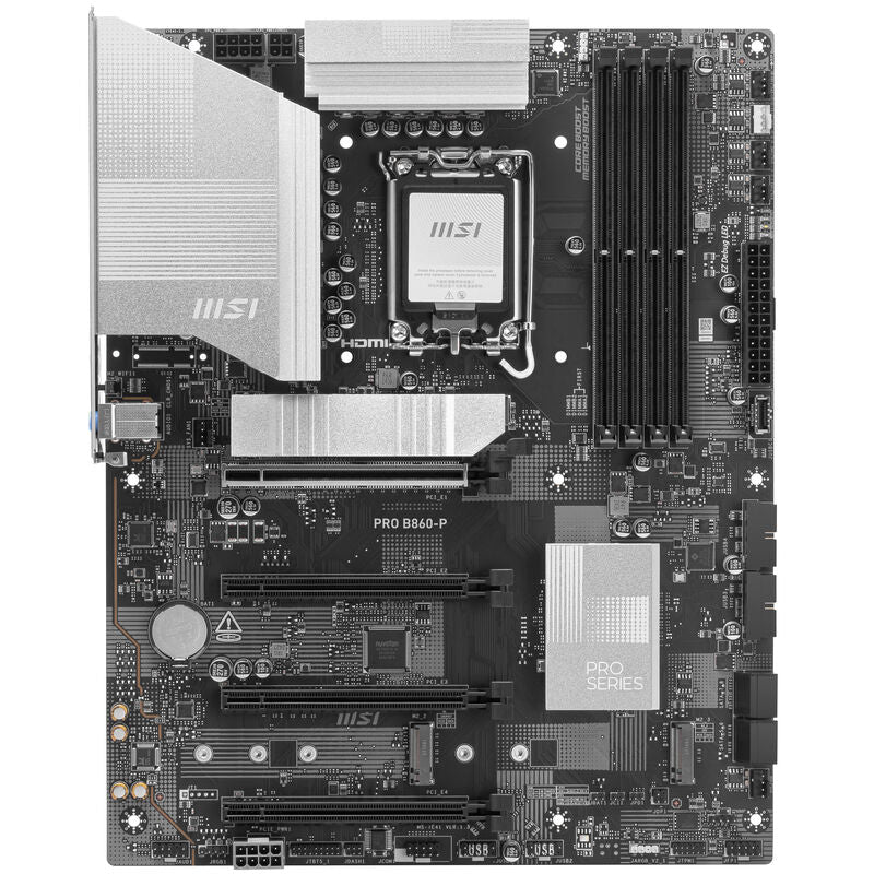 Detalj av MSI PRO B860-P hovedkortets PCIe-spor