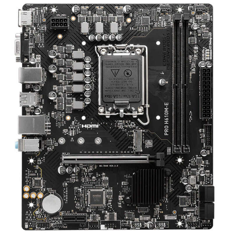 Detalj av MSI Pro H610M-E hovedkort