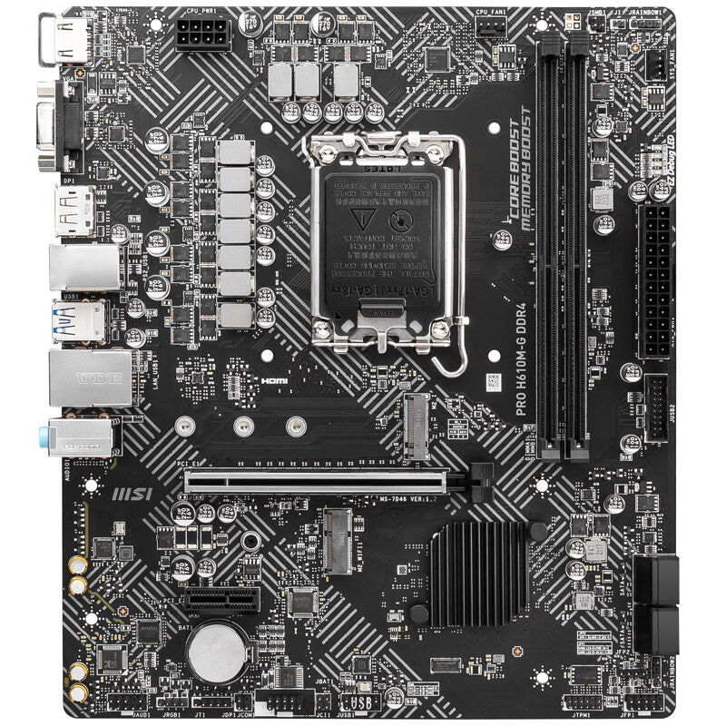 Detalj av MSI PRO H610M-G hovedkort PCIe slot