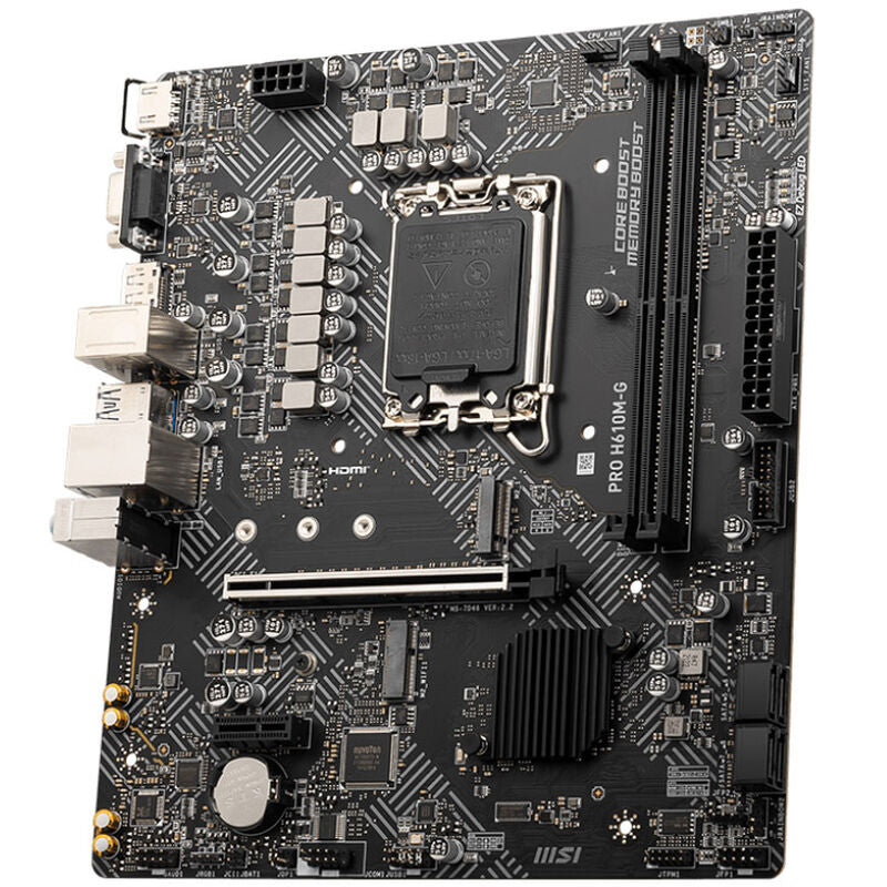 Nærbilde av MSI Pro H610M-G hovedkort minnespor