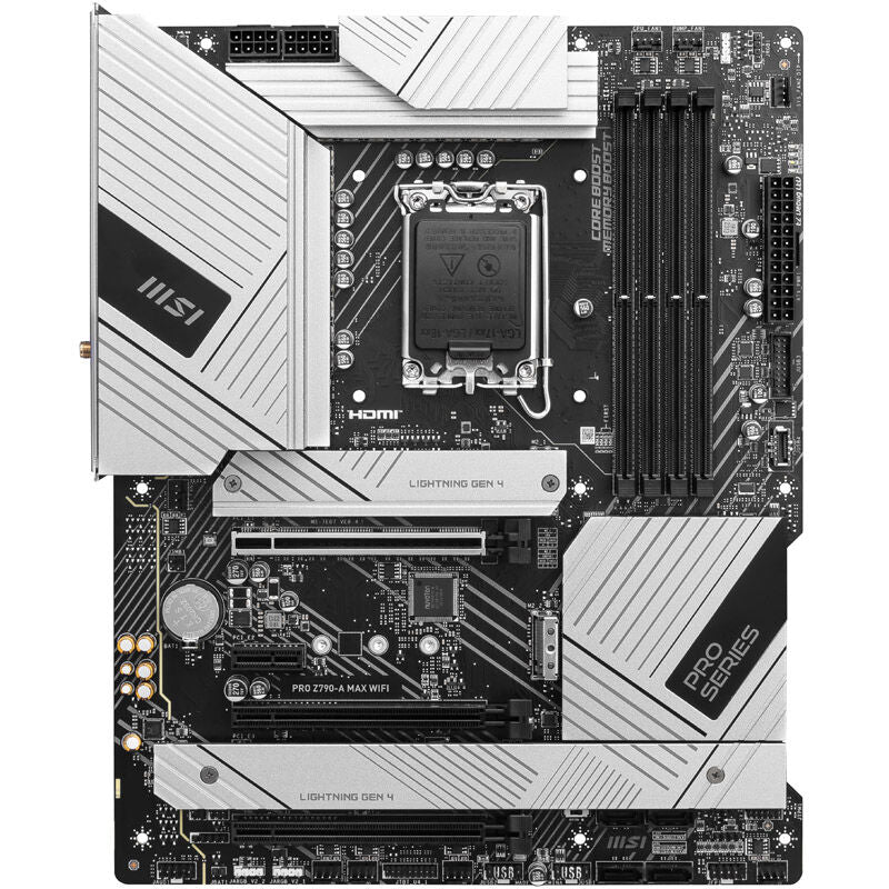 Detalj av MSI Pro Z790-A Max WiFi hovedkort med chipset