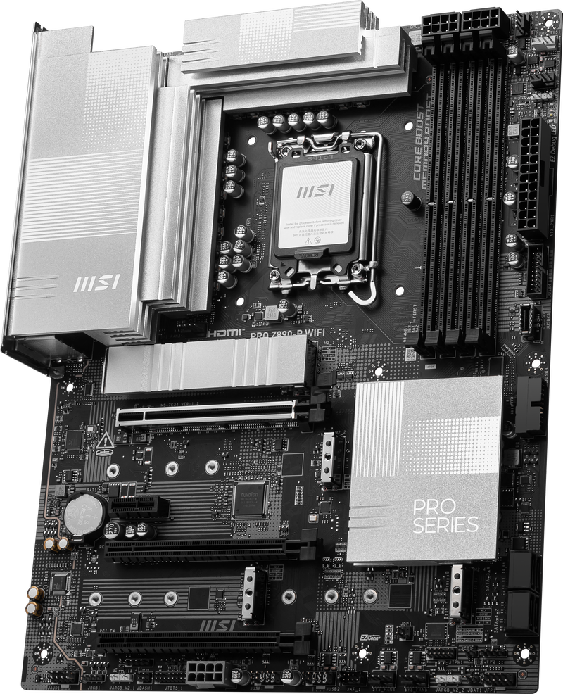 MSI PRO Z890-P WIFI hovedkort montert i PC