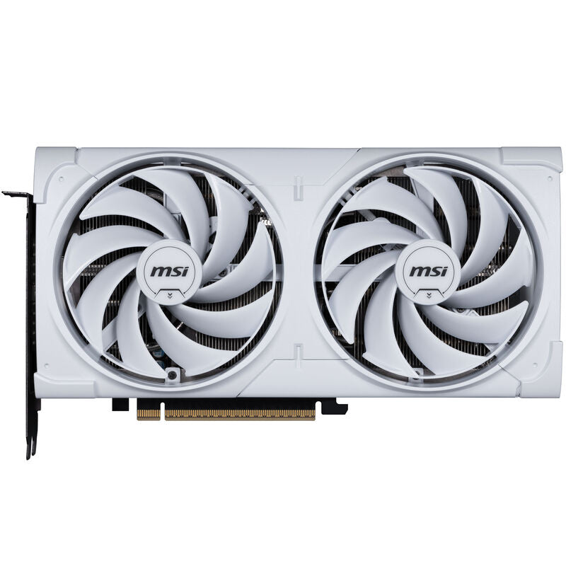 Detalj av MSI RTX 5070 Ventus 2X OC White grafikkort vifte