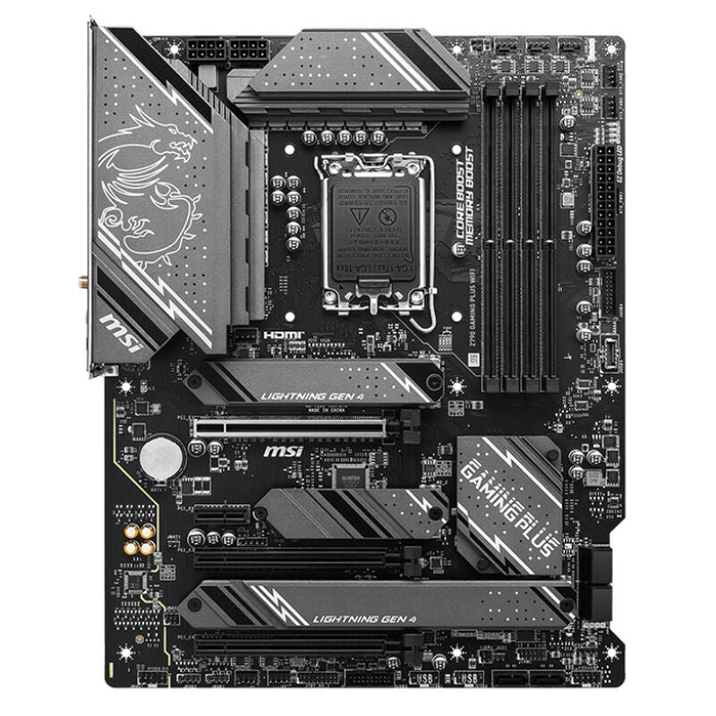 Detalj av MSI Z790 Gaming Plus WiFi hovedkort PCIe-porter