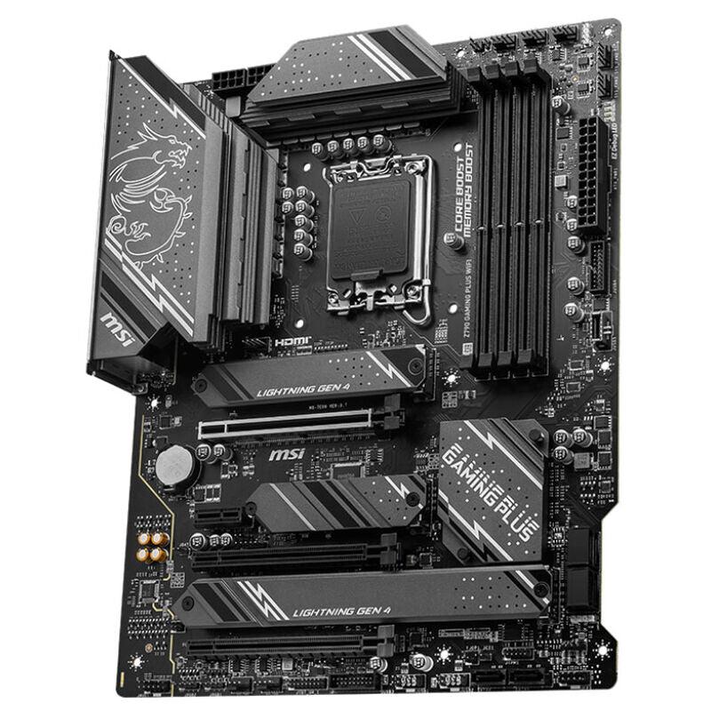 Nærbilde av MSI Z790 Gaming Plus WiFi hovedkort RAM-plass