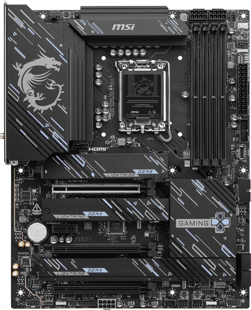Detalj av MSI Z890 Gaming Plus WIFI hovedkort