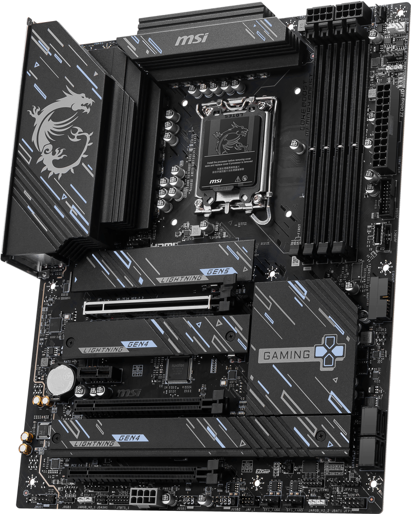 MSI Z890 Gaming Plus WIFI hovedkort montert i PC