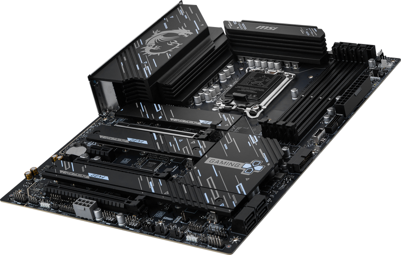 Nærbilde av MSI Z890 Gaming Plus WIFI hovedkort PCIe spor