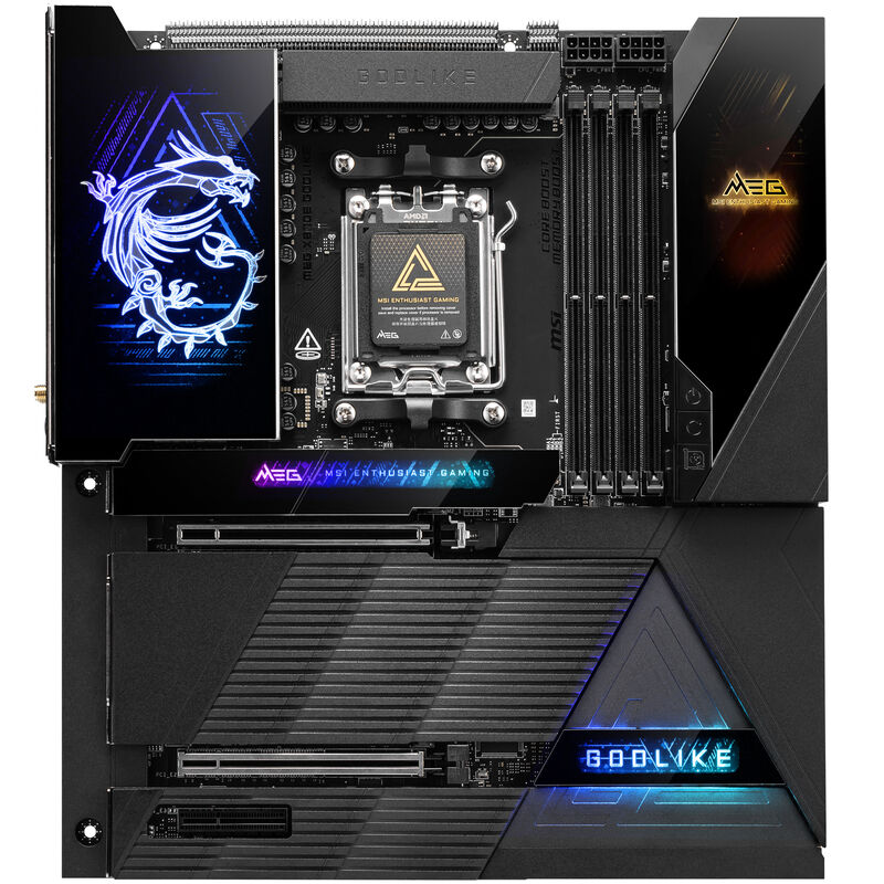 Bakside av MSI MEG X870E Godlike hovedkort
