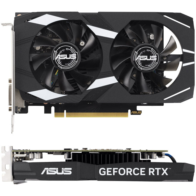 Nærbilde av ASUS GeForce RTX 3050 Dual O6G grafikkort vifte