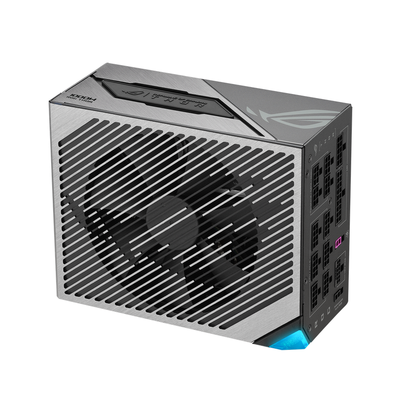 Nærbilde av ASUS ROG Thor Platinum III strømforsyning 1000 W RGB-belysning