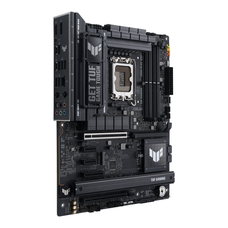 Nærbilde av ASUS TUF Gaming Z890-Plus WiFi hovedkort koblinger