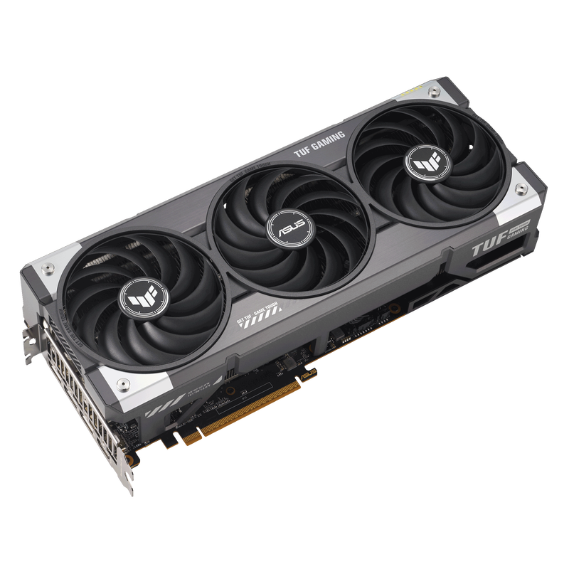 Nærbilde av ASUS TUF Radeon RX 9070 OC Edition grafikkort vifte