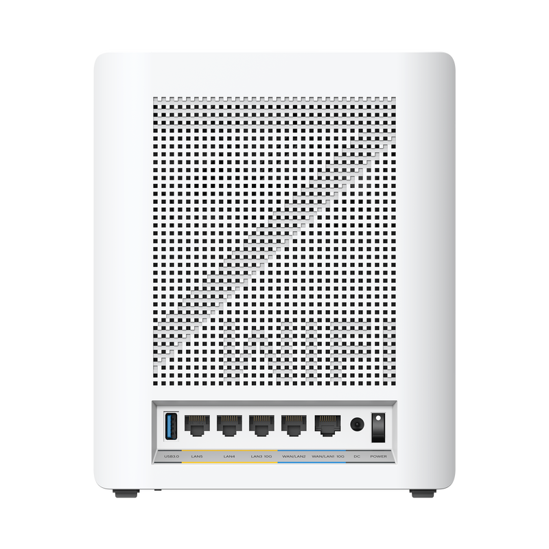Nærbilde av ASUS ZenWiFi BQ16 BE25000 Wi-Fi 7 mesh-ruter hvit antenner