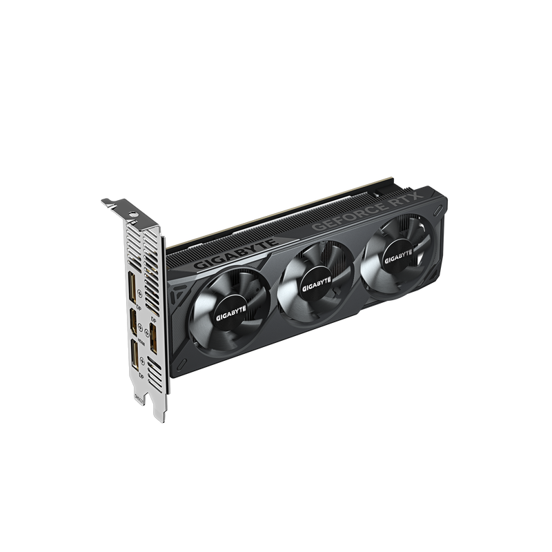 Nærbilde av GPU-chip på Gigabyte GeForce RTX 5060 OC grafikkort