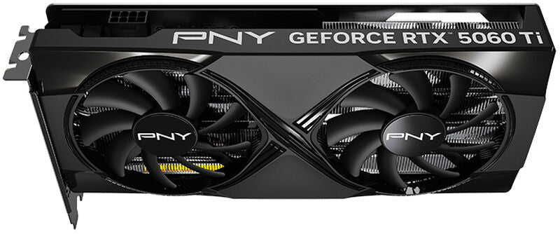 Nærbilde av PNY GeForce RTX 5060 Ti OC Edition grafikkort kretskort