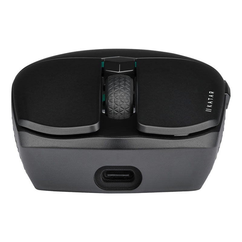 Nærbilde av taster på Corsair Katar Elite Wireless trådløs gamingmus