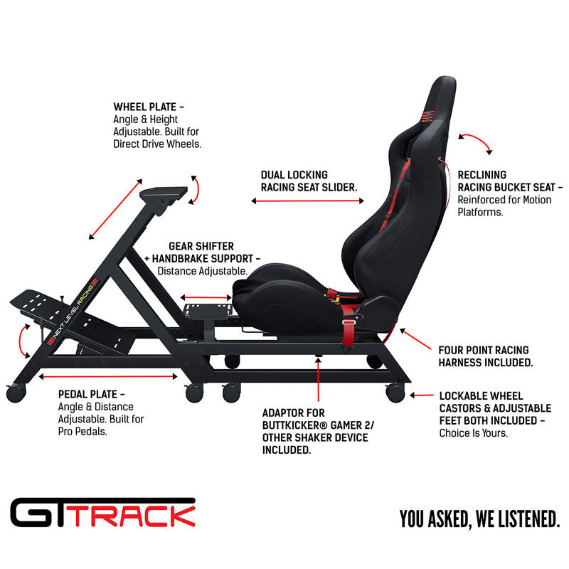 Sideprofil av Next Level Racing GTtrack simulatorcockpit