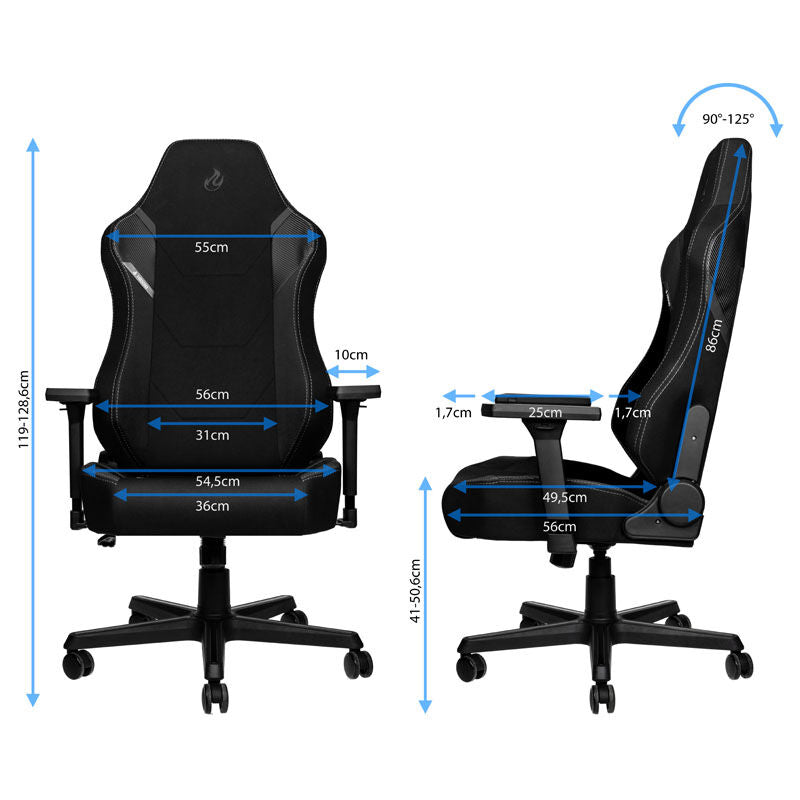 Bakside av Nitro Concepts X1000 gamingstol Radiant White stoff