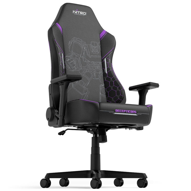 Nitro Concepts X1000 gamingstol Transformers Decepticons Edition ryggstøtte med Decepticon-logo
