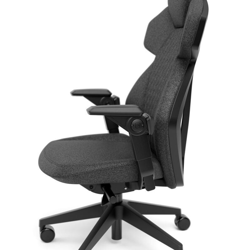 noblechairs DAWN TX gamingstol stoff granitt armstøtte nærbilde