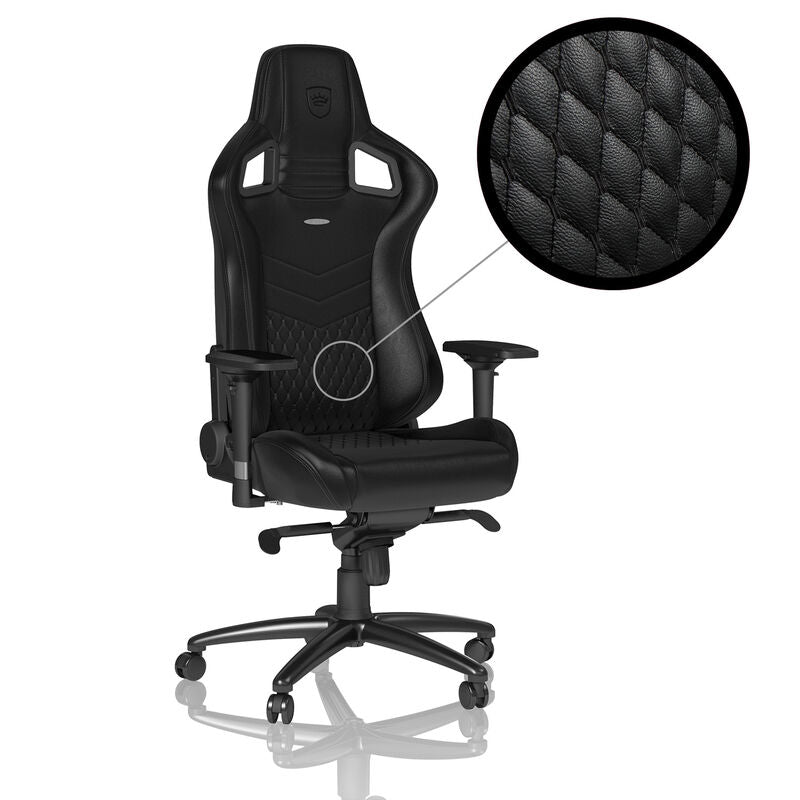 noblechairs EPIC gamingstol ekte skinn svart 4D forfra