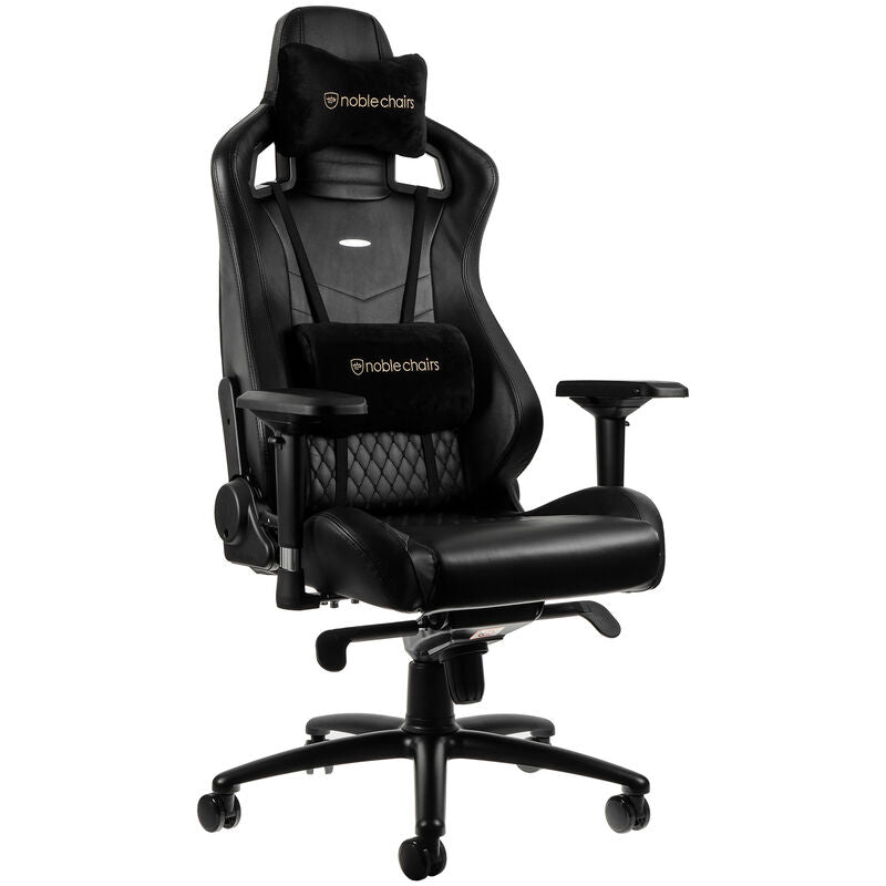 noblechairs EPIC gamingstol ekte skinn svart 4D stålramme detalj