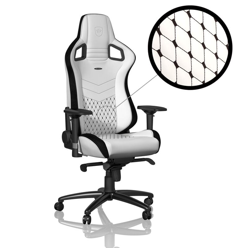 noblechairs EPIC gamingstol hvit/svart forfra