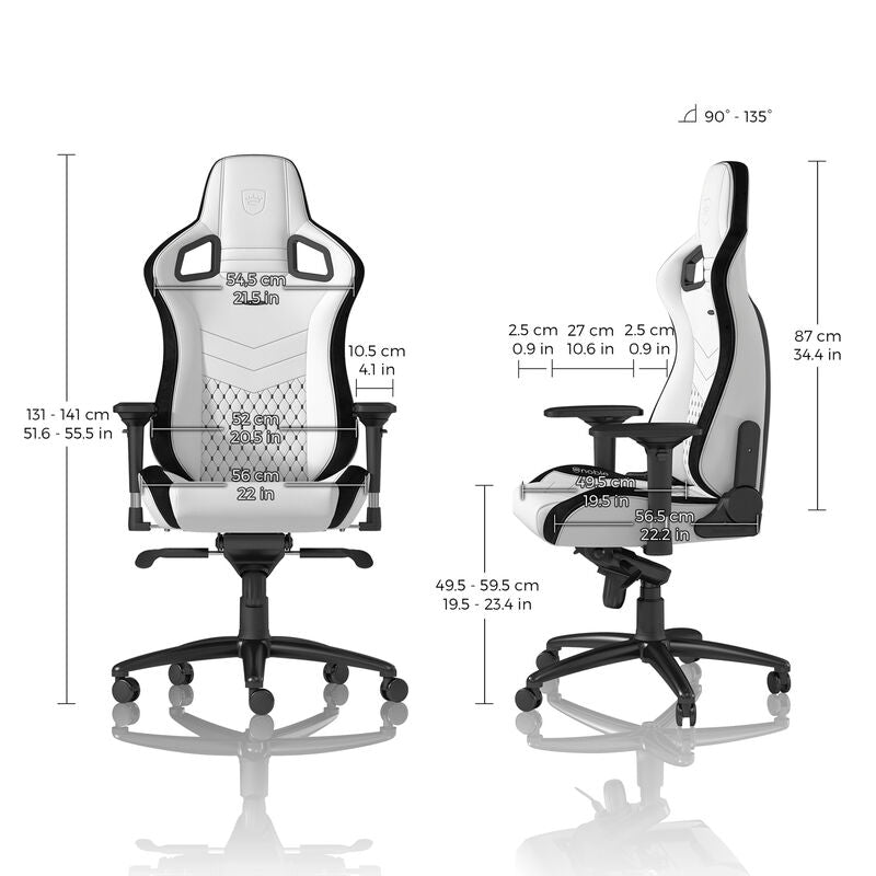 noblechairs EPIC gamingstol hvit/svart detalj armlener