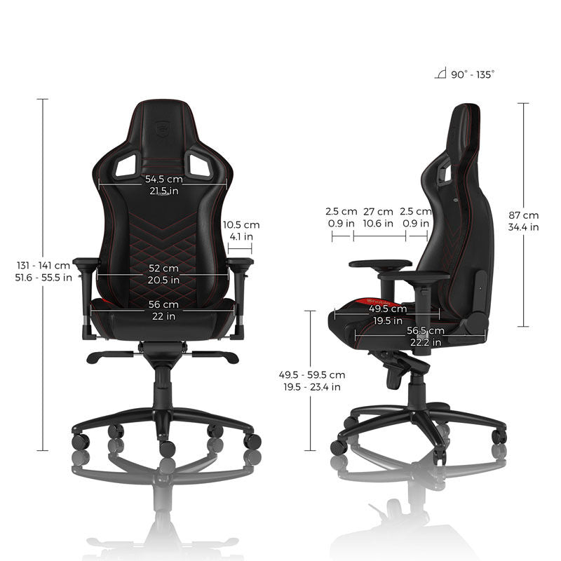 detalj av noblechairs EPIC gamingstol kunstskinn svart/rød