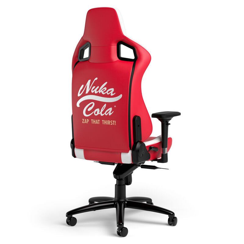 detalj av noblechairs EPIC gamingstol Fallout Nuka-Cola Edition med logo