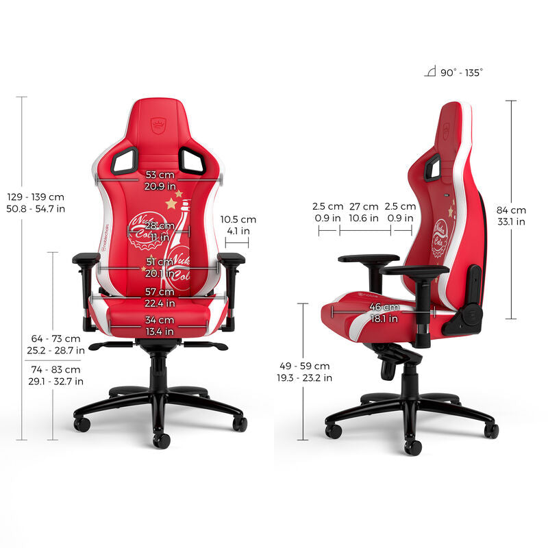 oversikt av noblechairs EPIC gamingstol Fallout Nuka-Cola Edition i spillrom