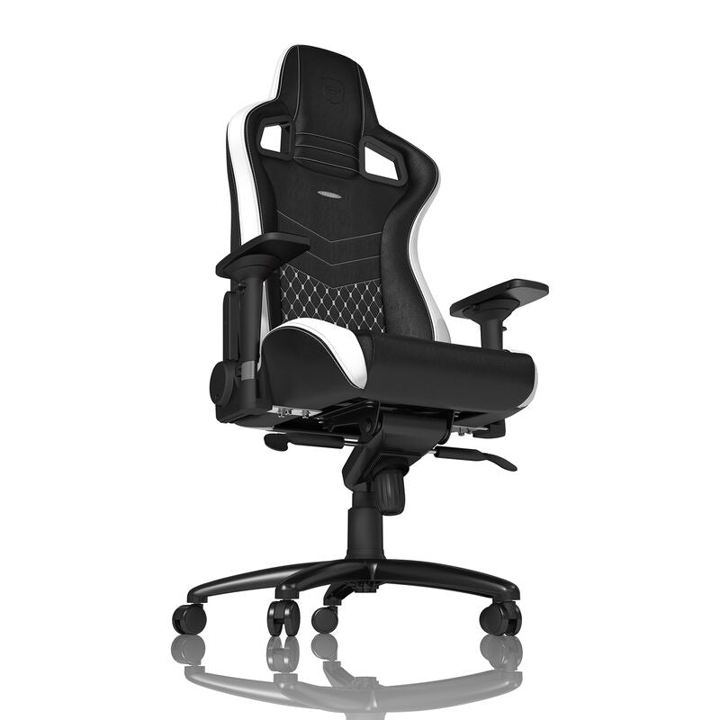 montert noblechairs EPIC gamingstol ekte skinn svart/hvit/rød i gamingrom