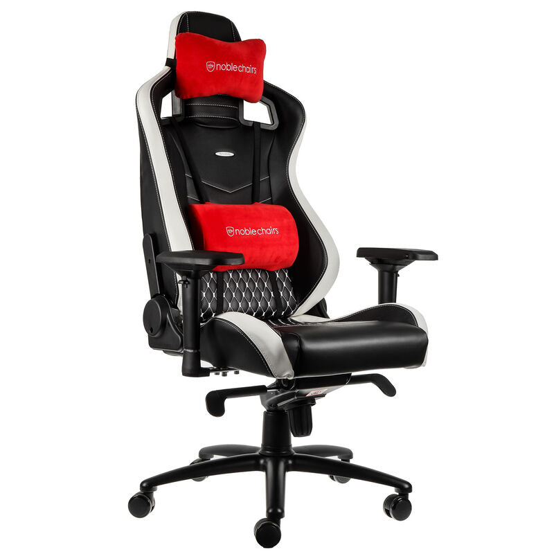 sideprofil av noblechairs EPIC gamingstol ekte skinn svart/hvit/rød