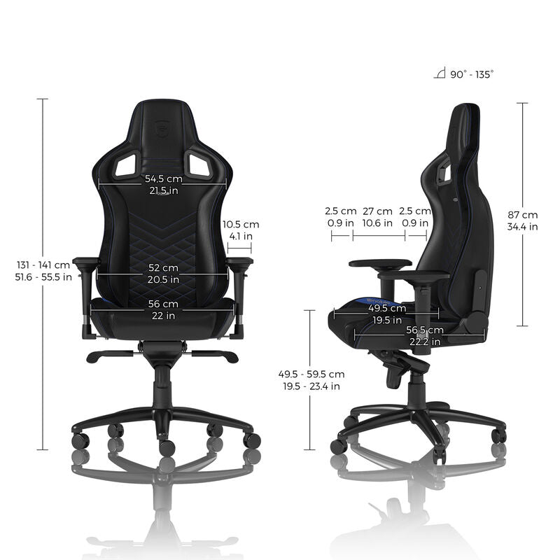 noblechairs EPIC gamingstol svart/blå detalj av armlener