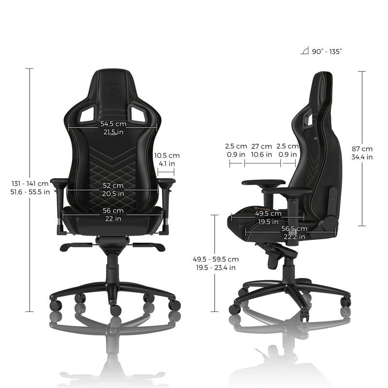 noblechairs EPIC gamingstol svart/gull detalj av armlener