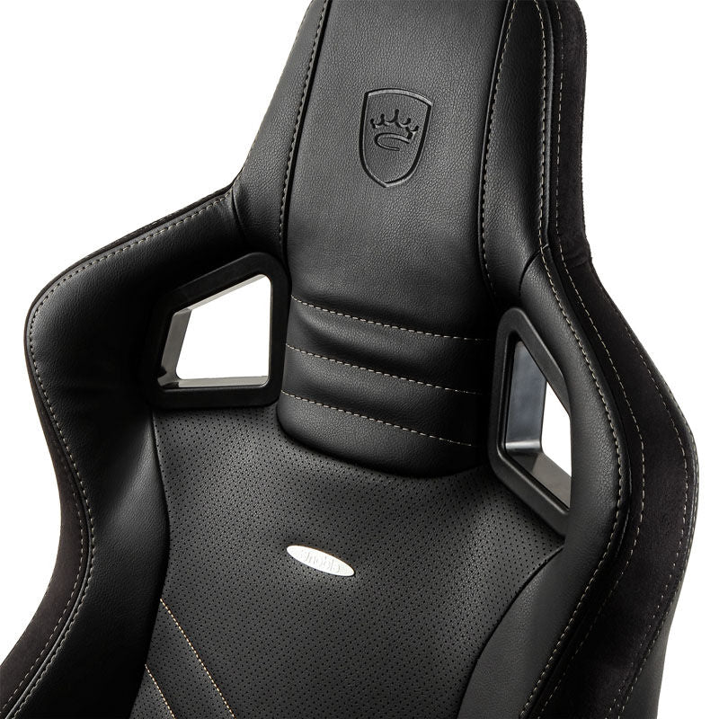 noblechairs EPIC gamingstol svart/gull nærbilde av sete
