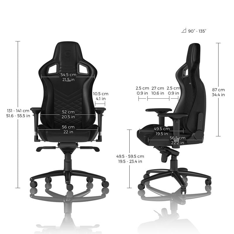 noblechairs EPIC gamingstol svart PU-lær detalj av armlener