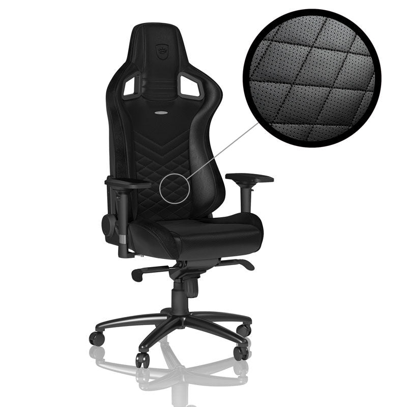 noblechairs EPIC gamingstol svart PU-lær forfra