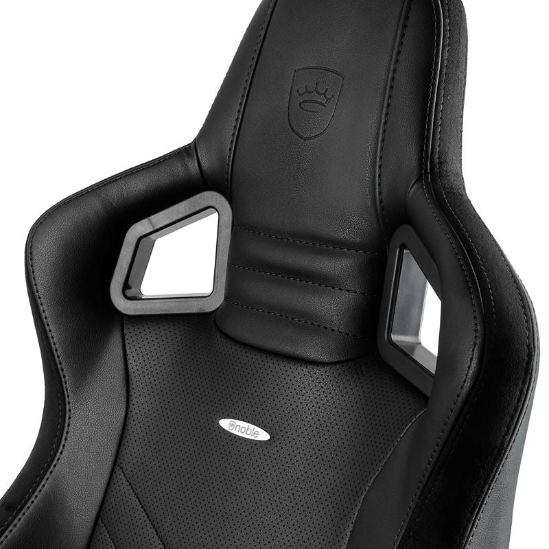 noblechairs EPIC gamingstol svart PU-lær nærbilde av sete