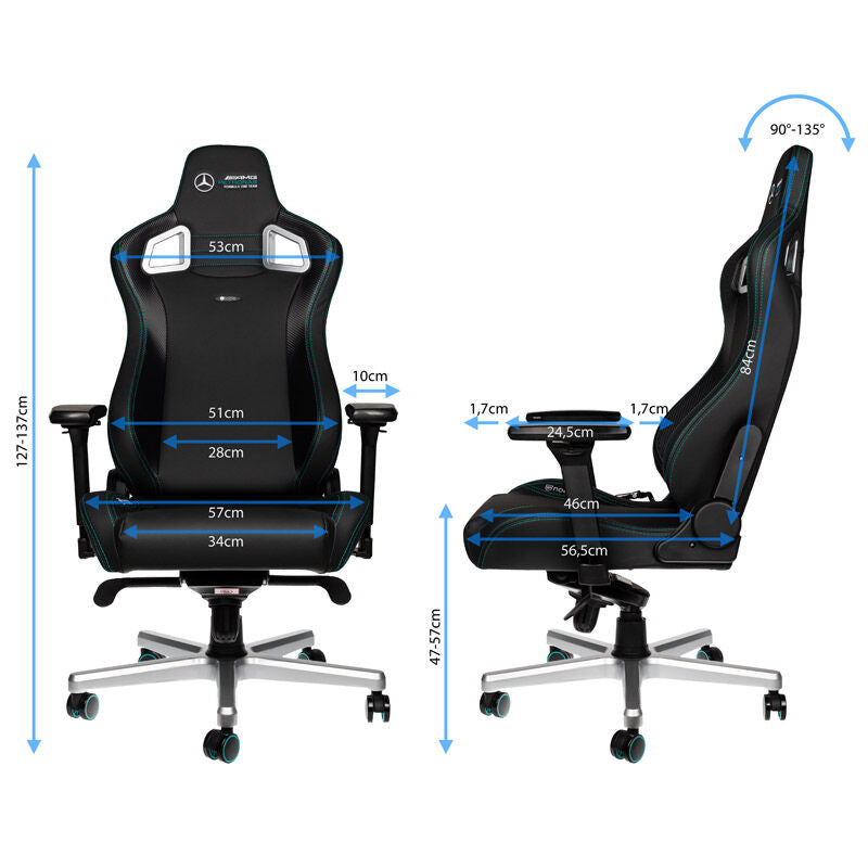 noblechairs EPIC gamingstol Mercedes-AMG Petronas F1 Edition bakside
