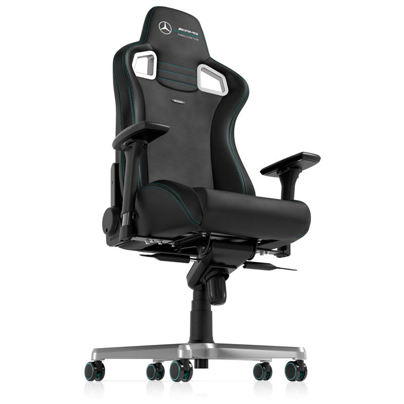 noblechairs EPIC gamingstol Mercedes-AMG Petronas F1 Edition nærbilde av logo