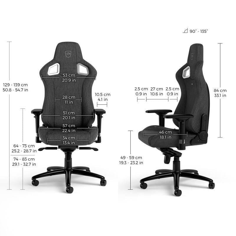 noblechairs EPIC TX gamingstol stoff antrasitt hjul og base
